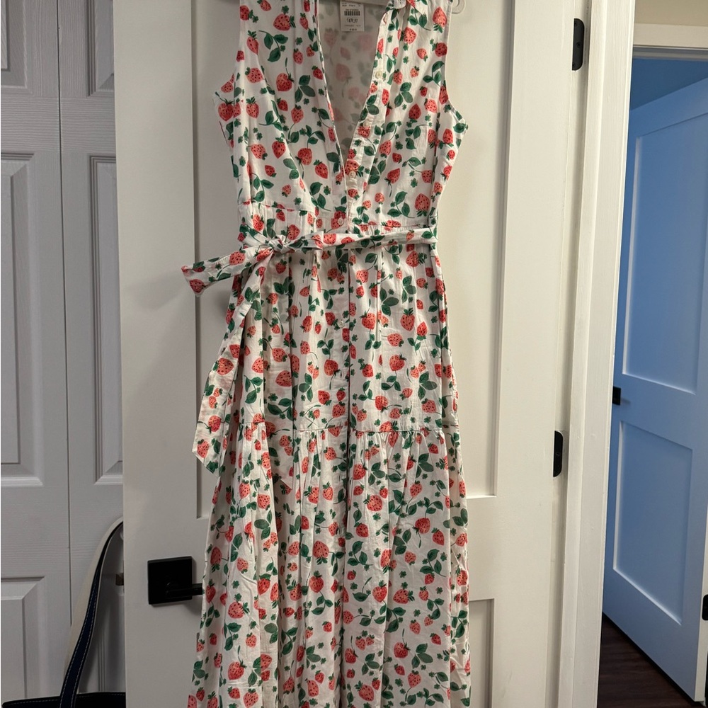 Jcrew factory strawberry print midi dress, size 10 - Picture 2 of 3